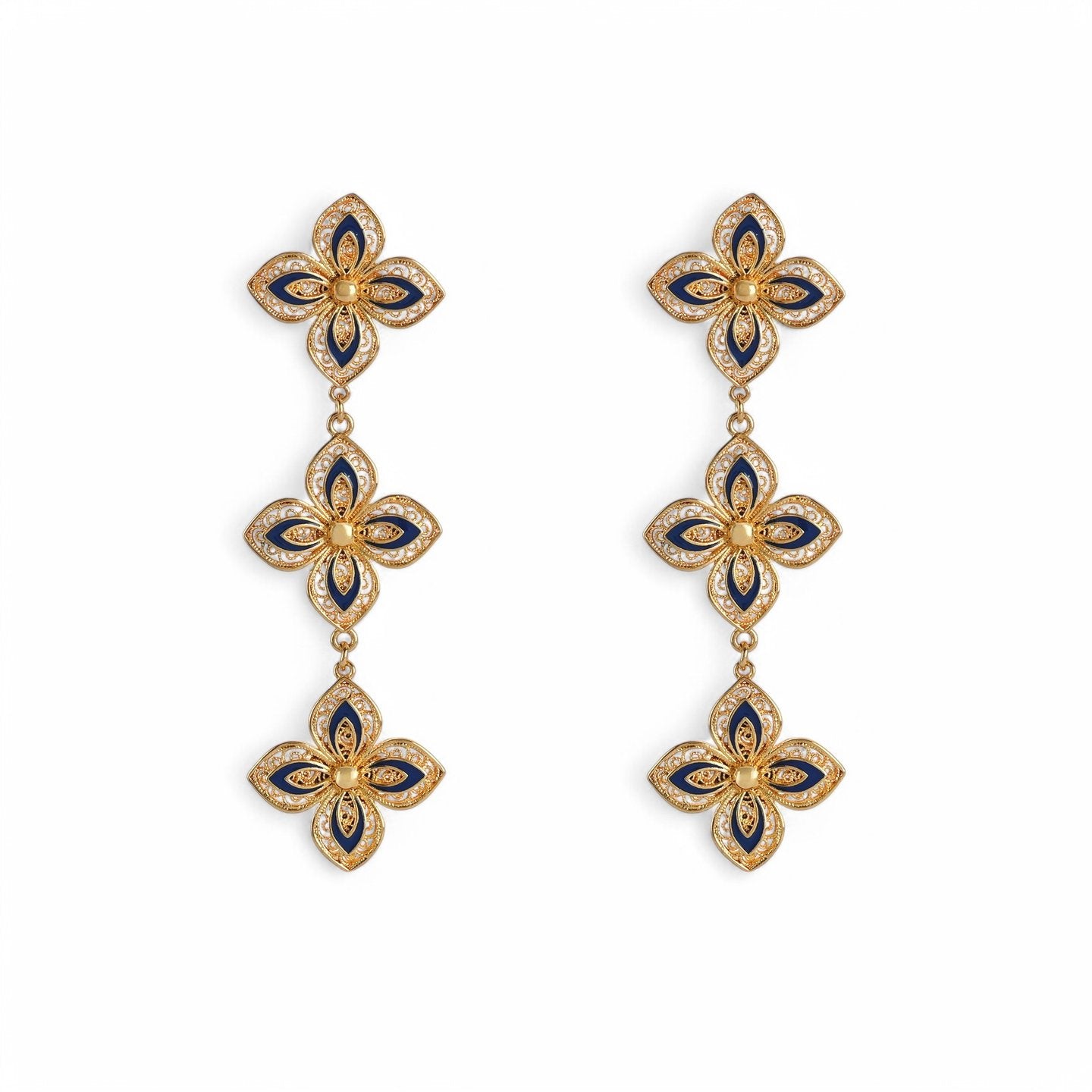 Boucles d’oreilles Aria fleur bleu traditionnelle