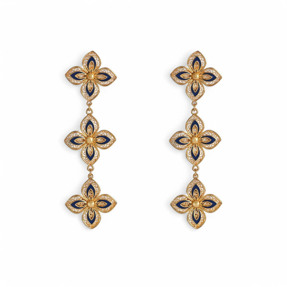 Boucles d’oreilles Aria fleur bleu traditionnelle