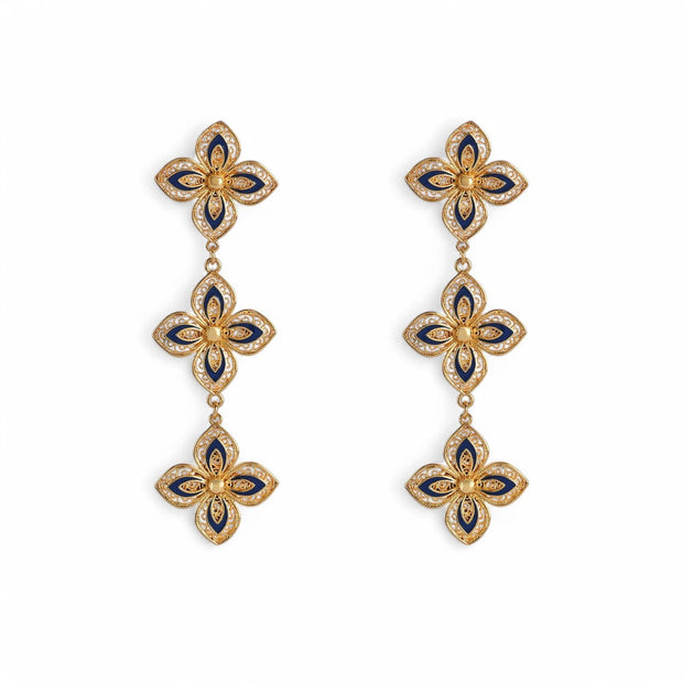 Boucles d’oreilles Aria fleur bleu traditionnelle