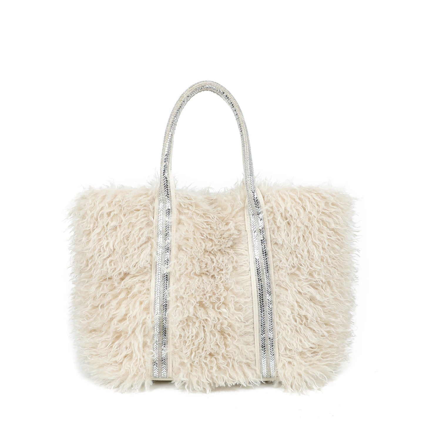 Sac shopper avec fourrure et paillettes