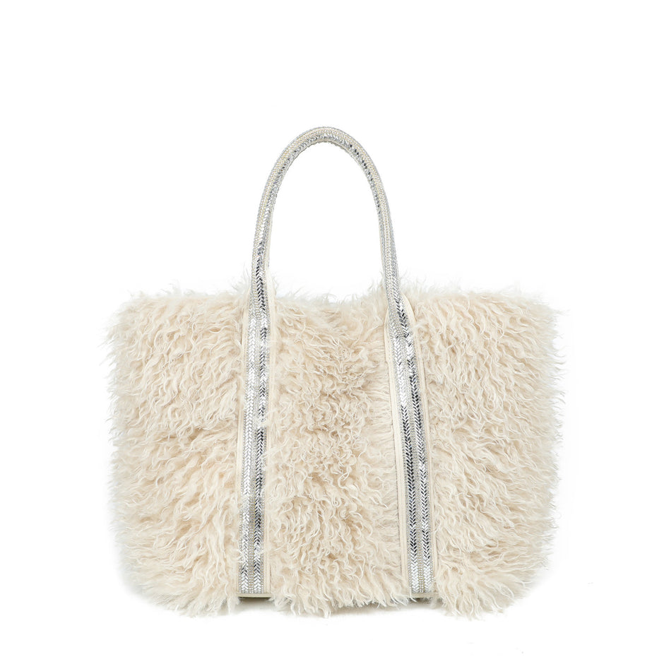 Sac shopper avec fourrure et paillettes