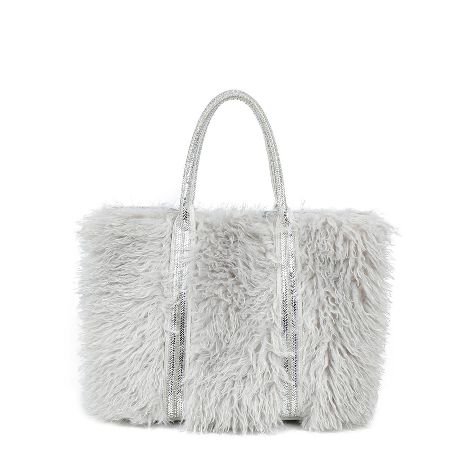 Sac shopper avec fourrure et paillettes