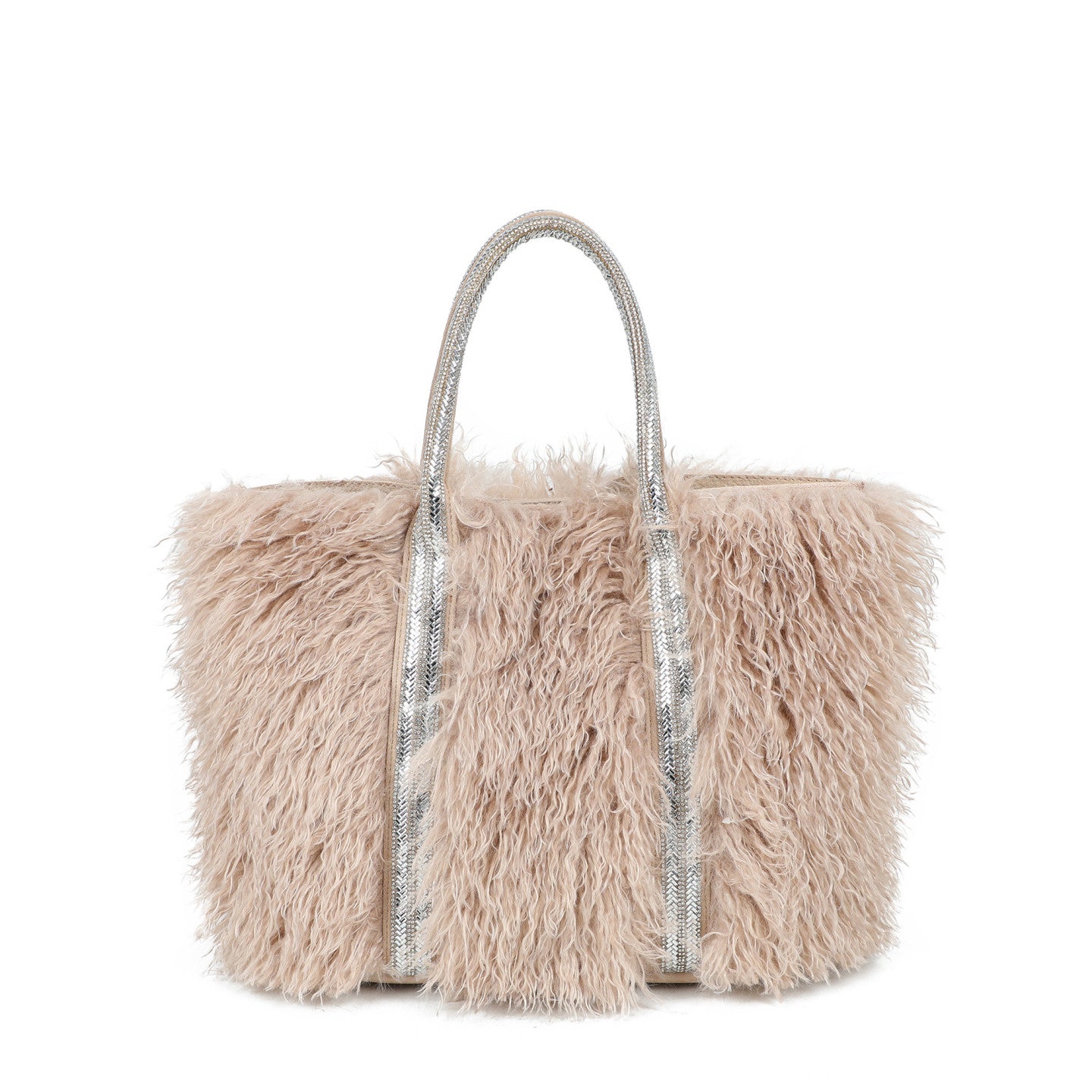 Sac shopper avec fourrure et paillettes