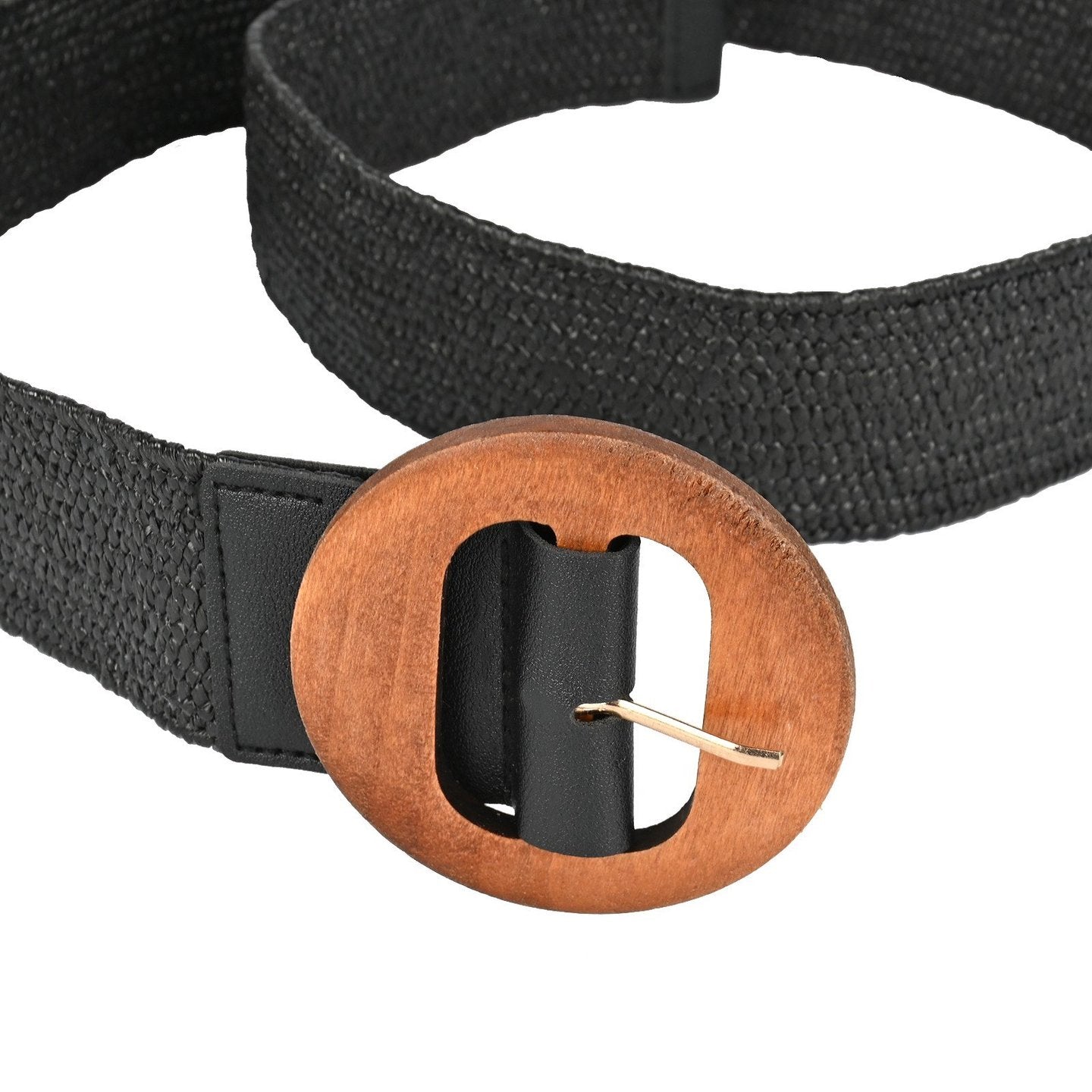 Ceinture en raphia avec boucle ronde bois noir
