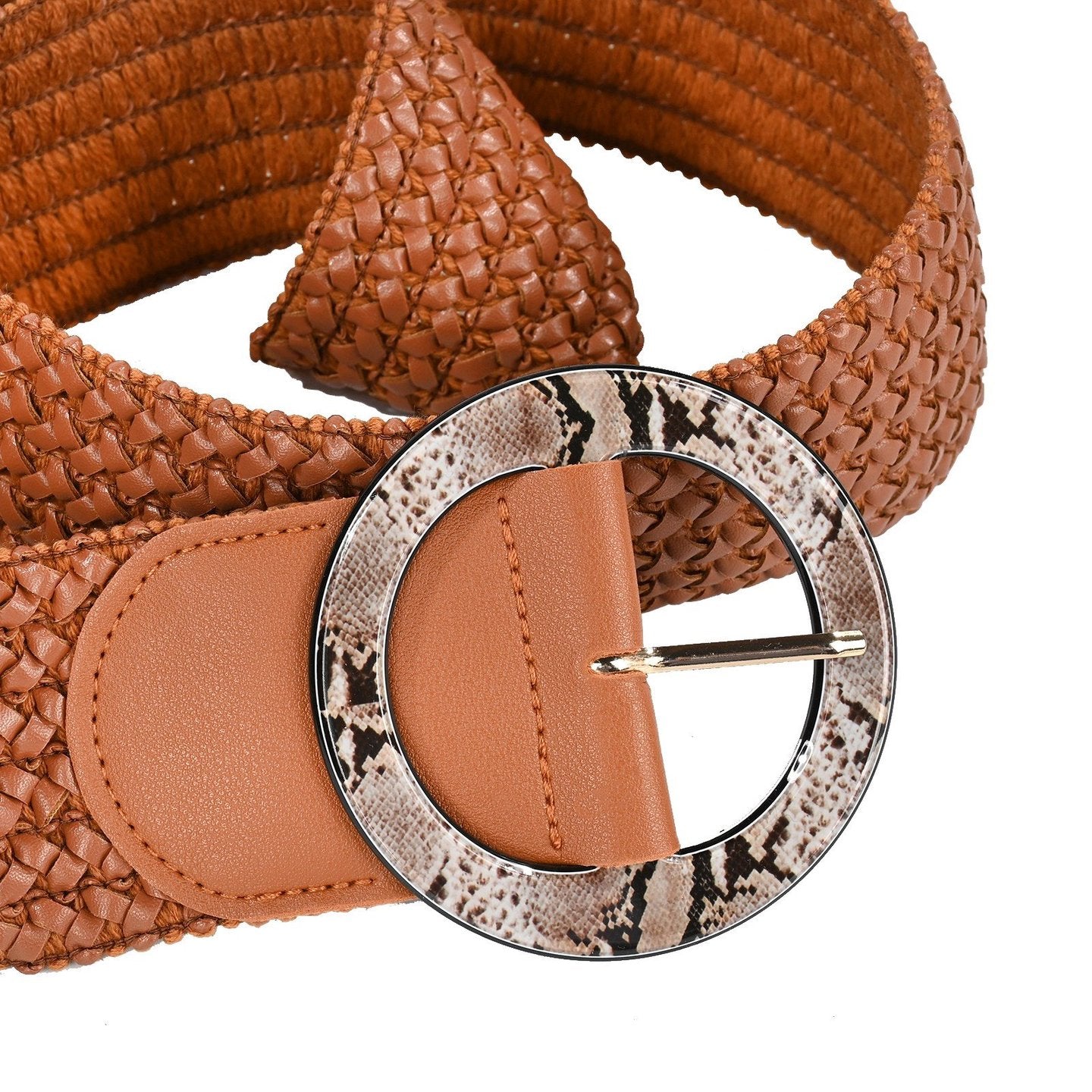 Ceinture en raphia large camel