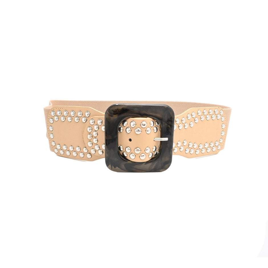 Ceinture large avec punaises argent