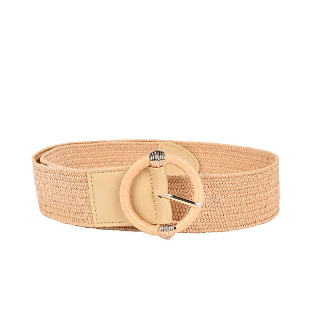 Ceinture en raphia avec détail doré