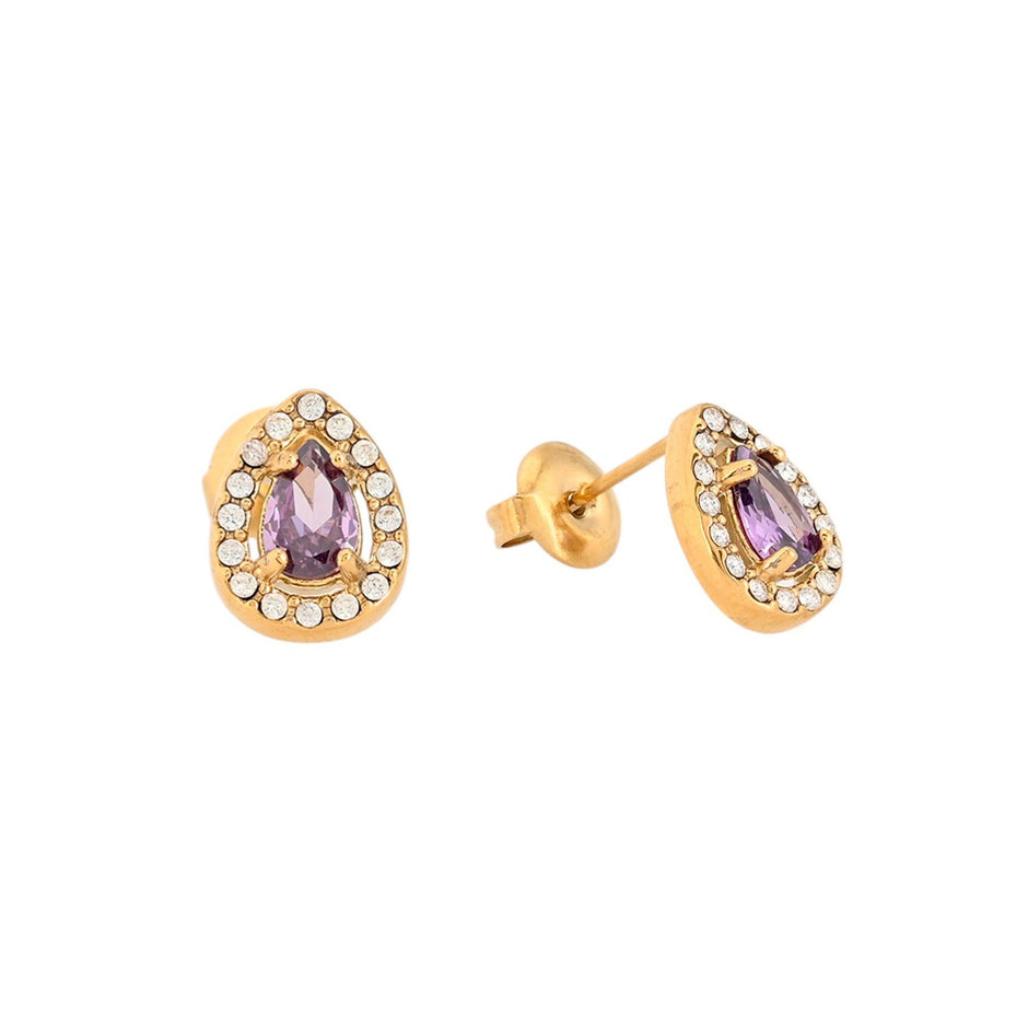 Boucles d'oreilles Alba en acier pierre ovale