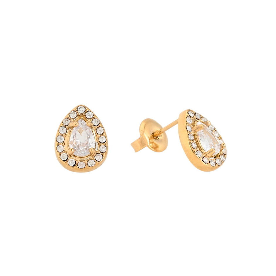 Boucles d'oreilles Alba en acier pierre ovale
