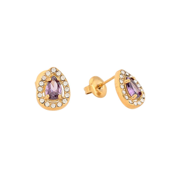 Boucles d'oreilles Alba en acier pierre ovale