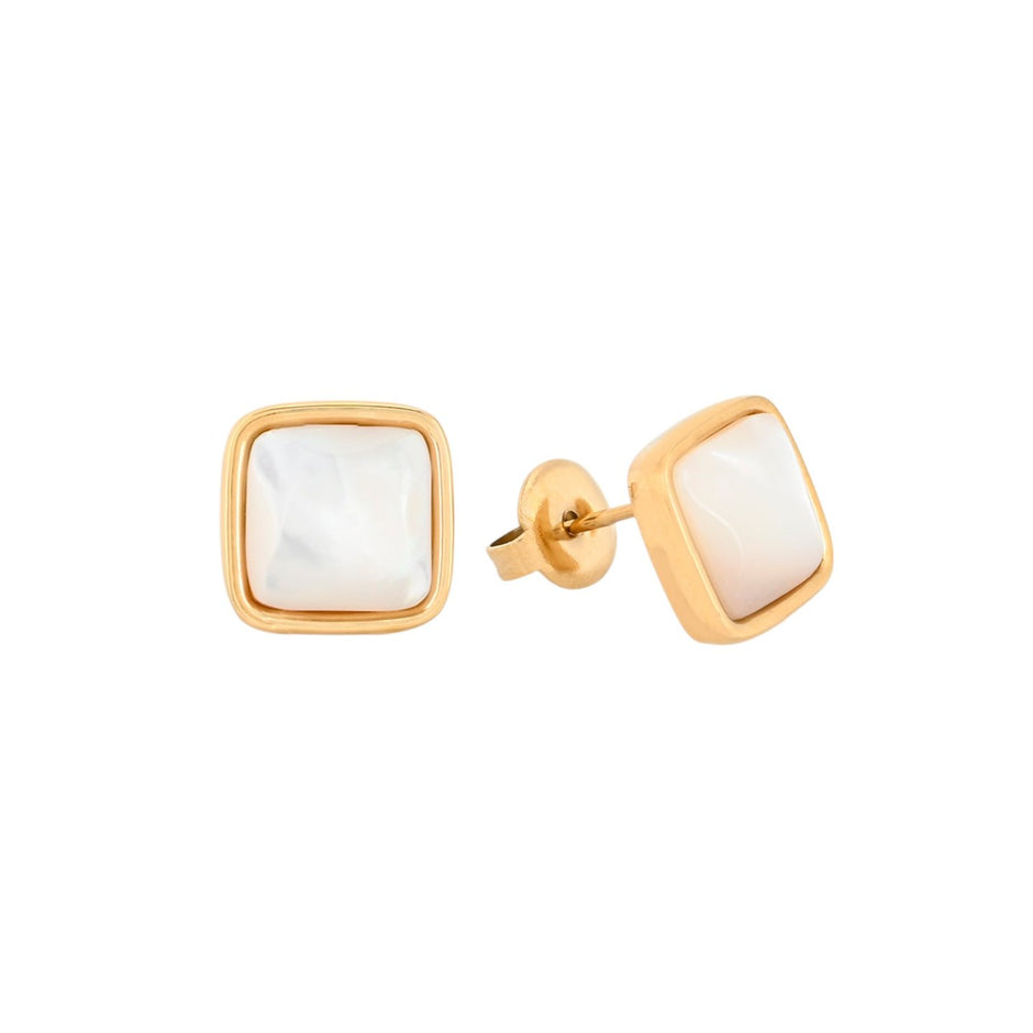 Boucles d’oreilles carrées en nacre Alba