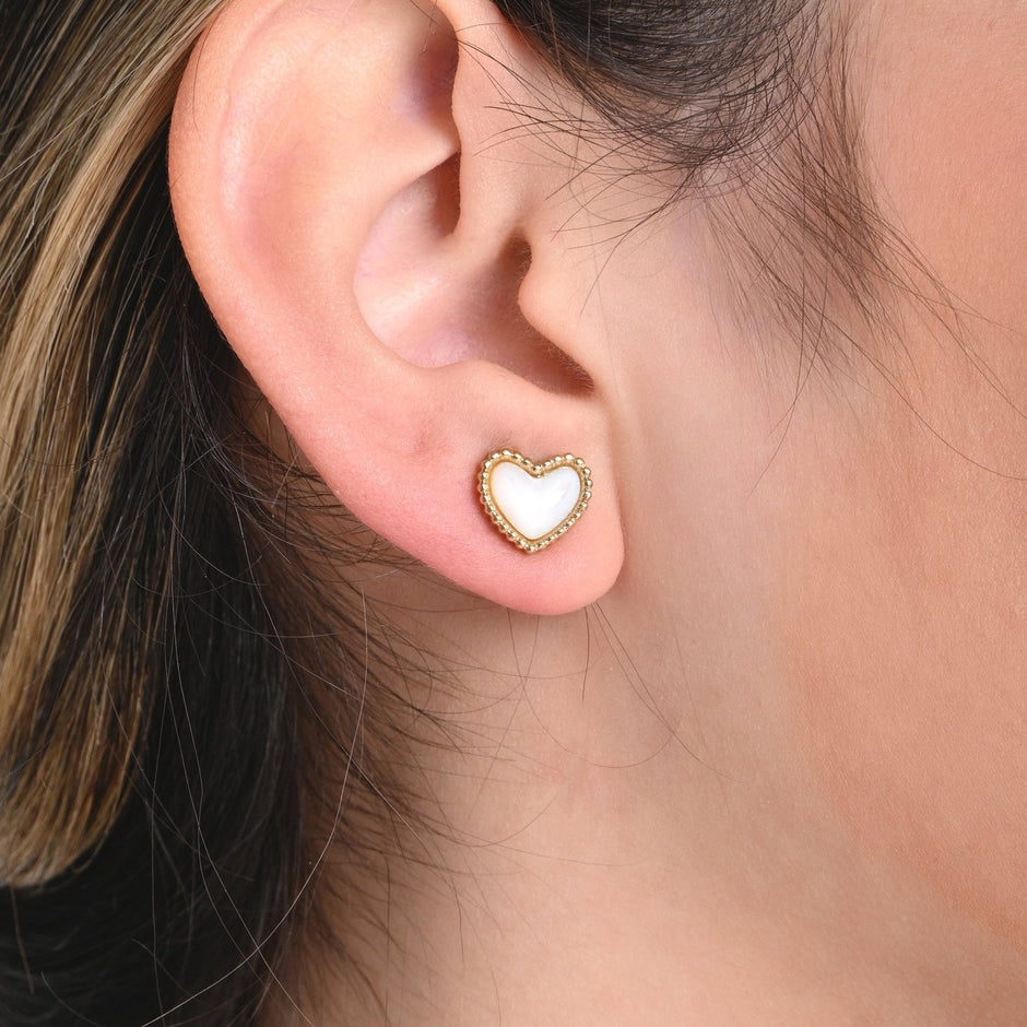 Boucles d’oreilles Alba avec texture et coeur