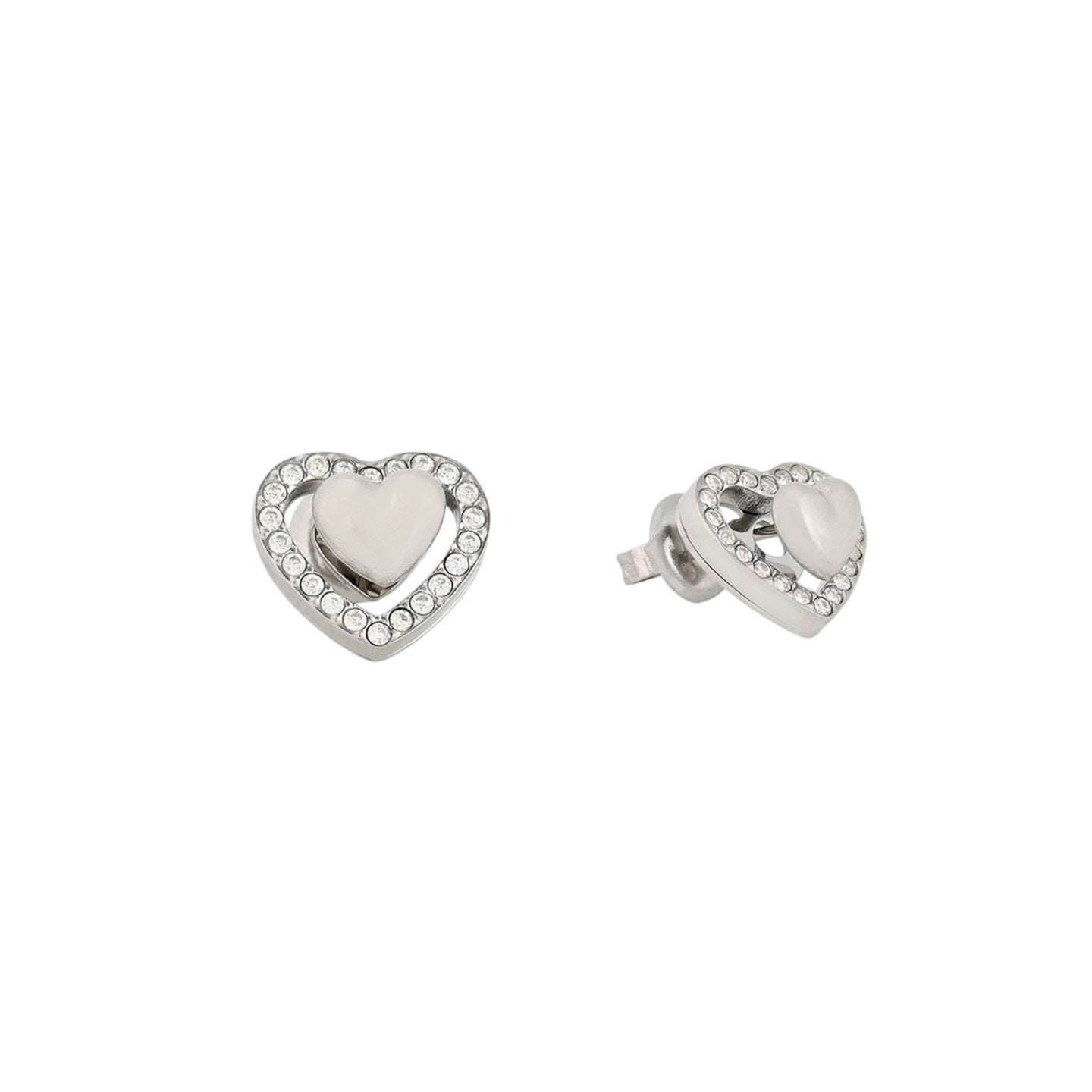 Boucles d'oreille Alba acier coeur brillant