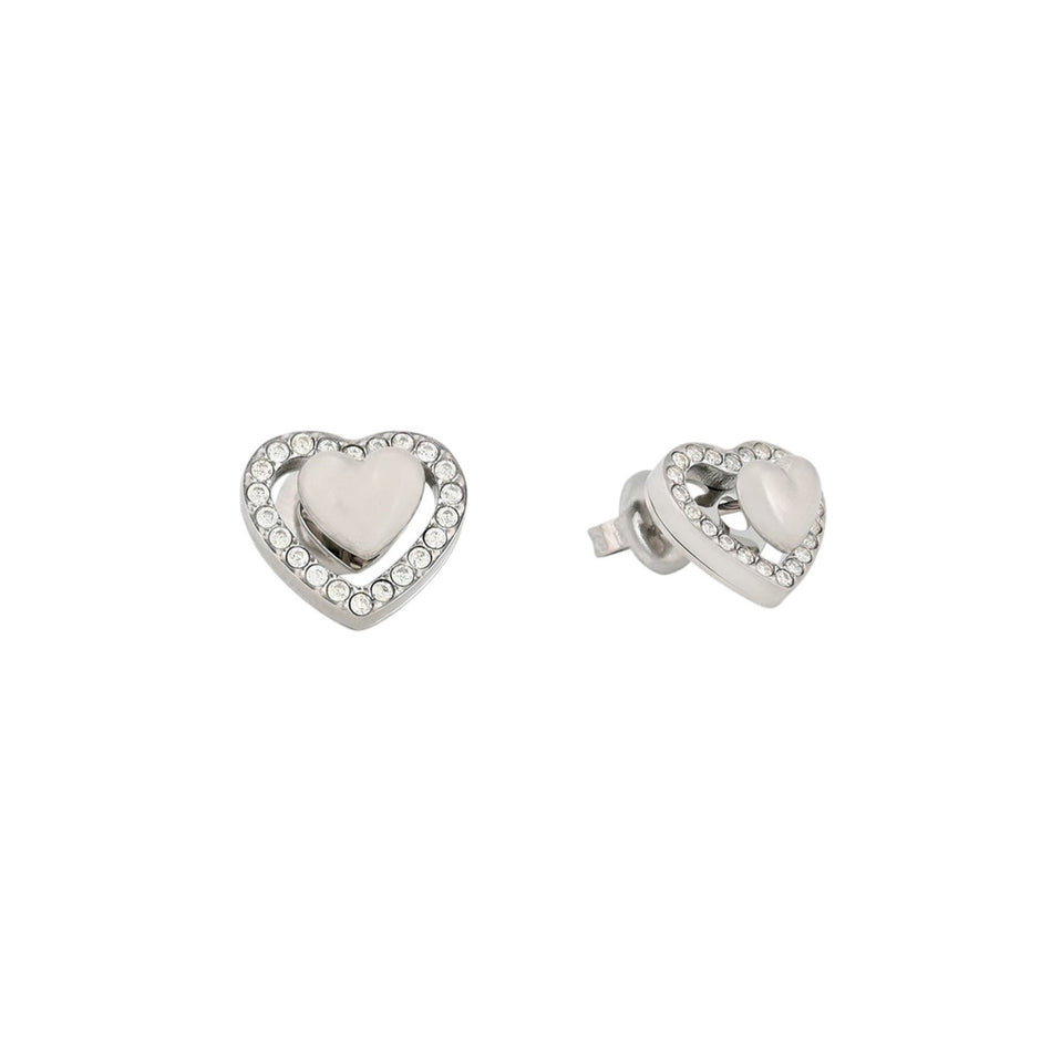 Boucles d'oreille Alba acier coeur brillant