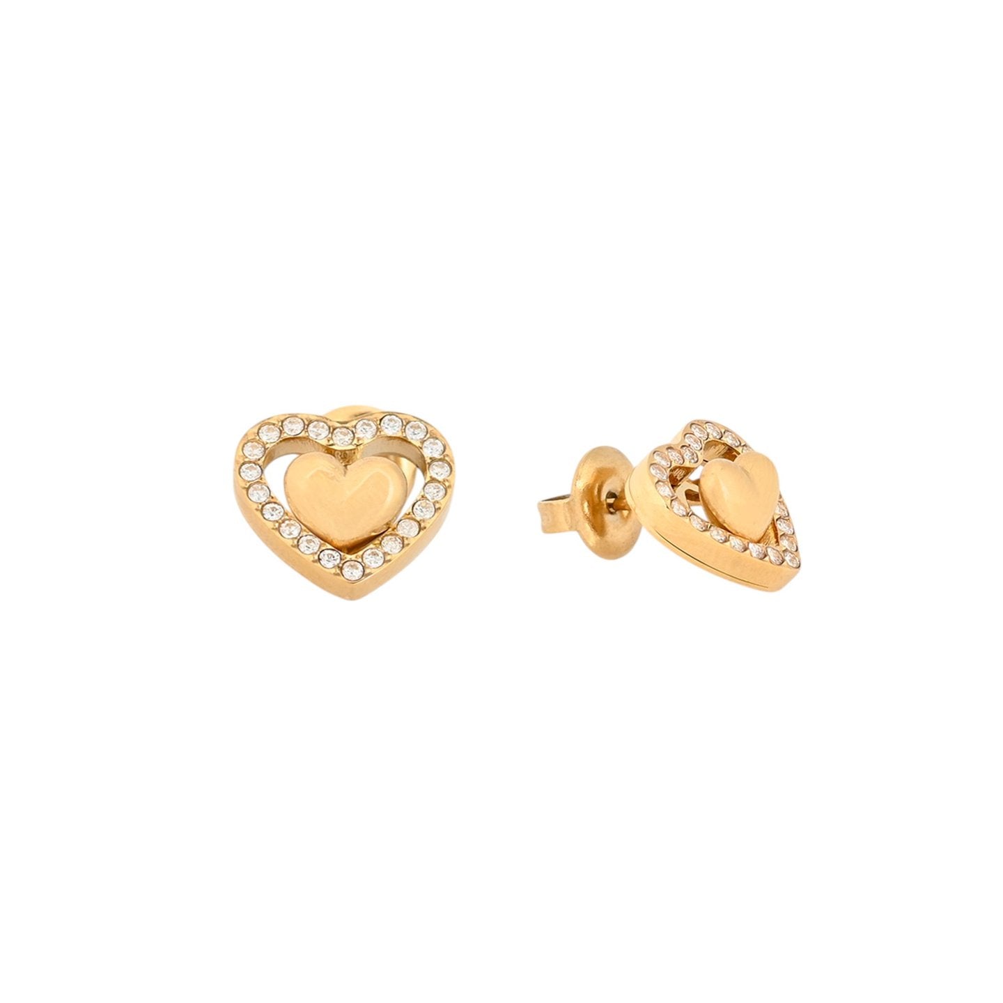 Boucles d'oreille Alba acier coeur brillant