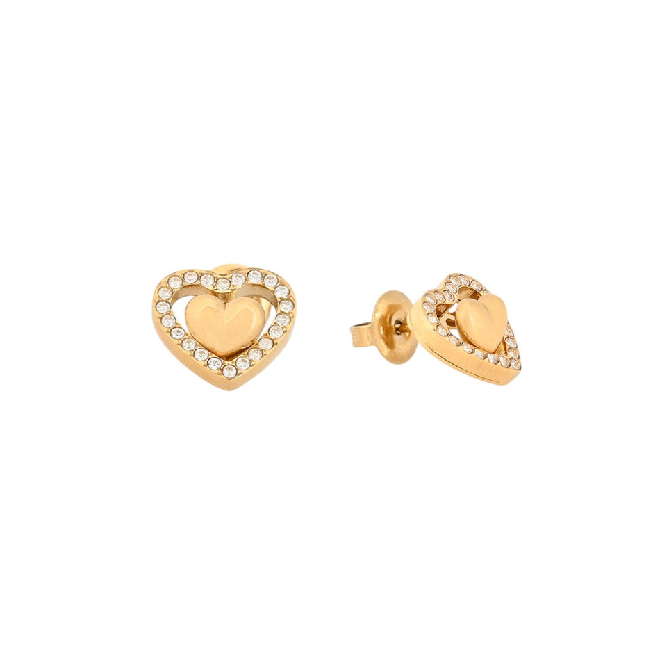 Boucles d'oreille Alba acier coeur brillant
