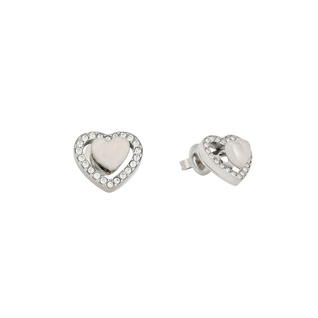Boucles d'oreille Alba acier coeur brillant