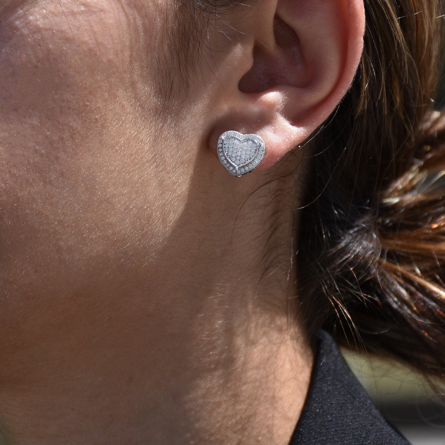 Boucles d'oreilles Luna cœur avec zircones