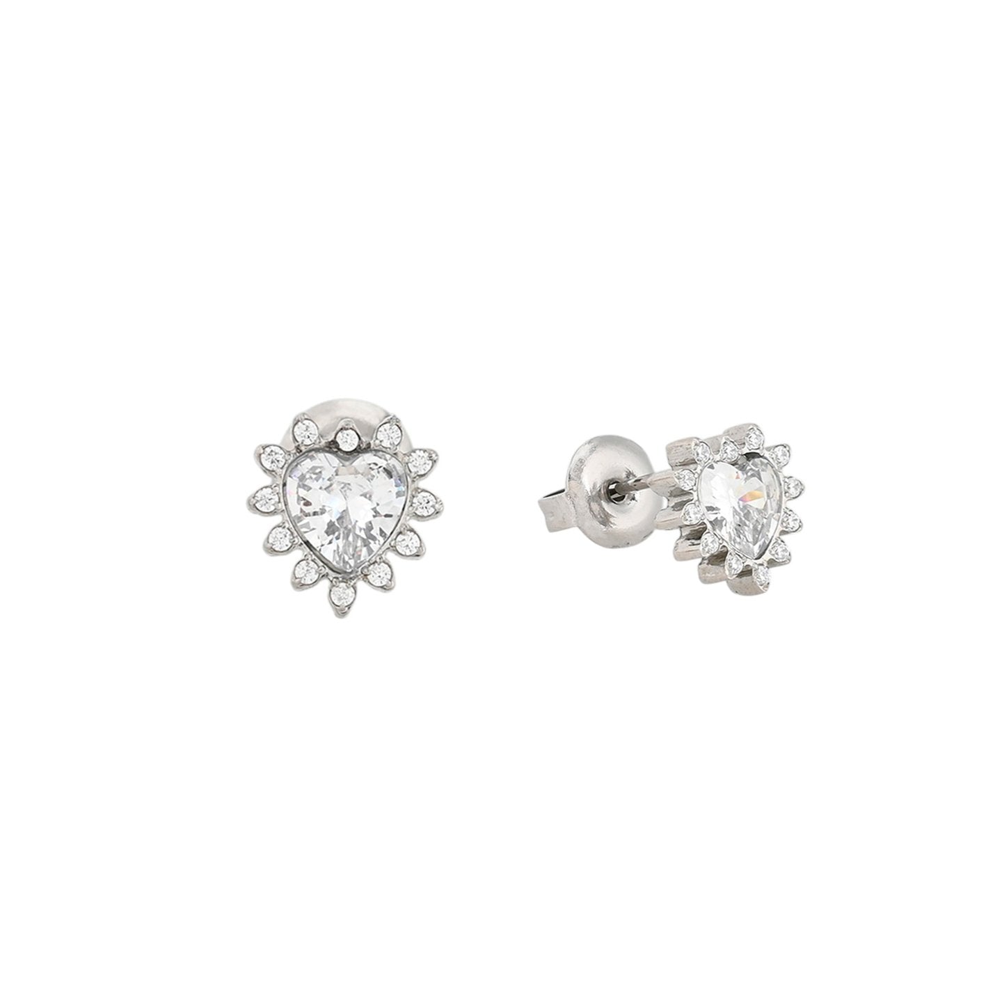 Boucles d'oreilles acier avec zircones cœur Alba