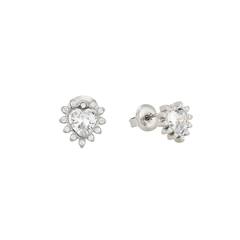 Boucles d'oreilles acier avec zircones cœur Alba