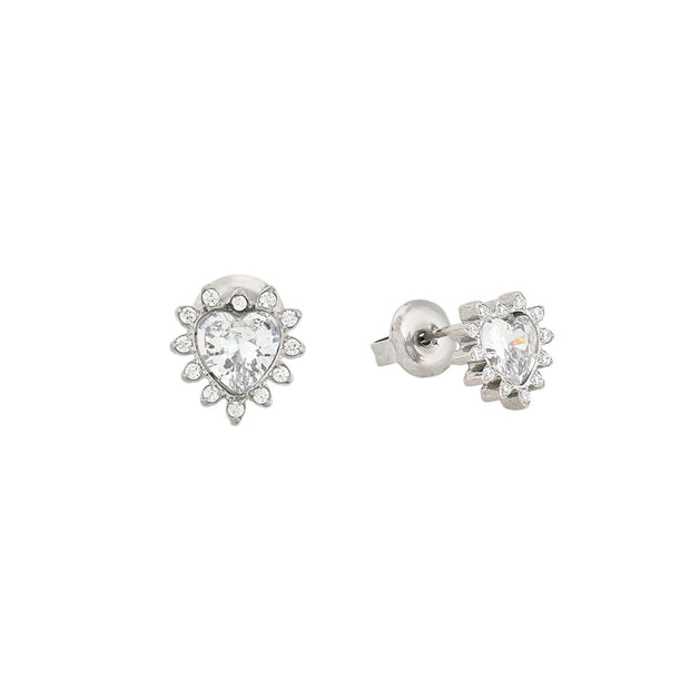 Boucles d'oreilles acier avec zircones cœur Alba
