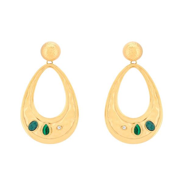 Boucles d'oreilles Esmée en acier martelés pierre