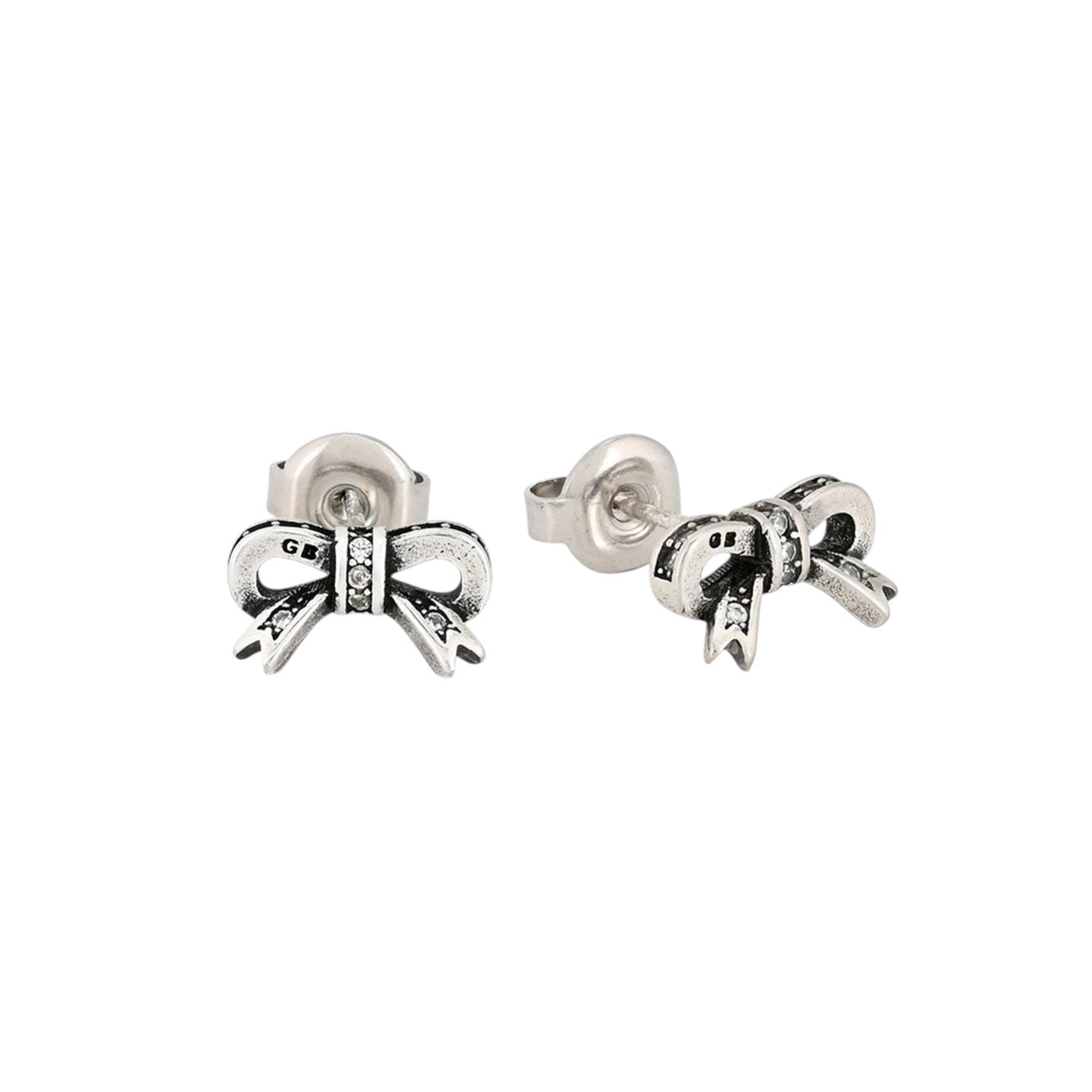 Boucles d'oreilles Luna en rhodium nœud