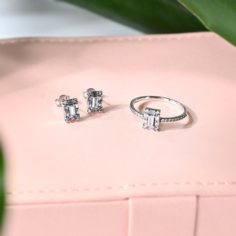 Boucle d'oreille épingle Iris rectangulaire