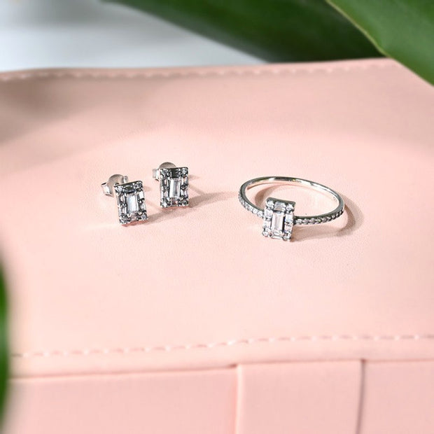 Boucle d'oreille épingle Iris rectangulaire