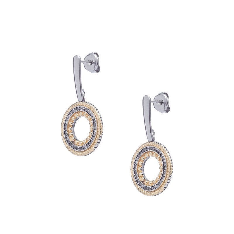 Boucles d’oreilles Esmée en acier bicolore avec zirconias