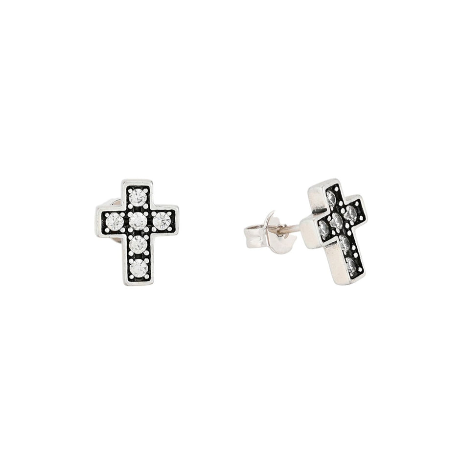 Boucles d'oreilles épingle Luna avec croix