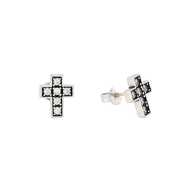 Boucles d'oreilles épingle Luna avec croix