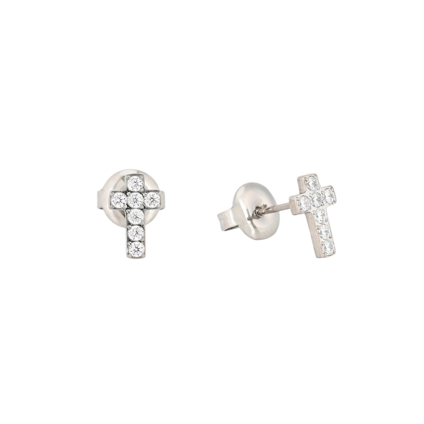 Boucles d'oreilles Alba avec croix et zirconias