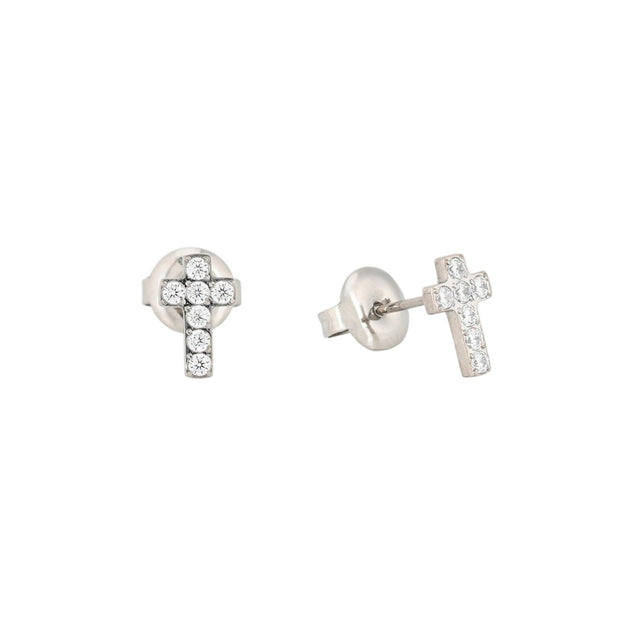 Boucles d'oreilles Alba avec croix et zirconias