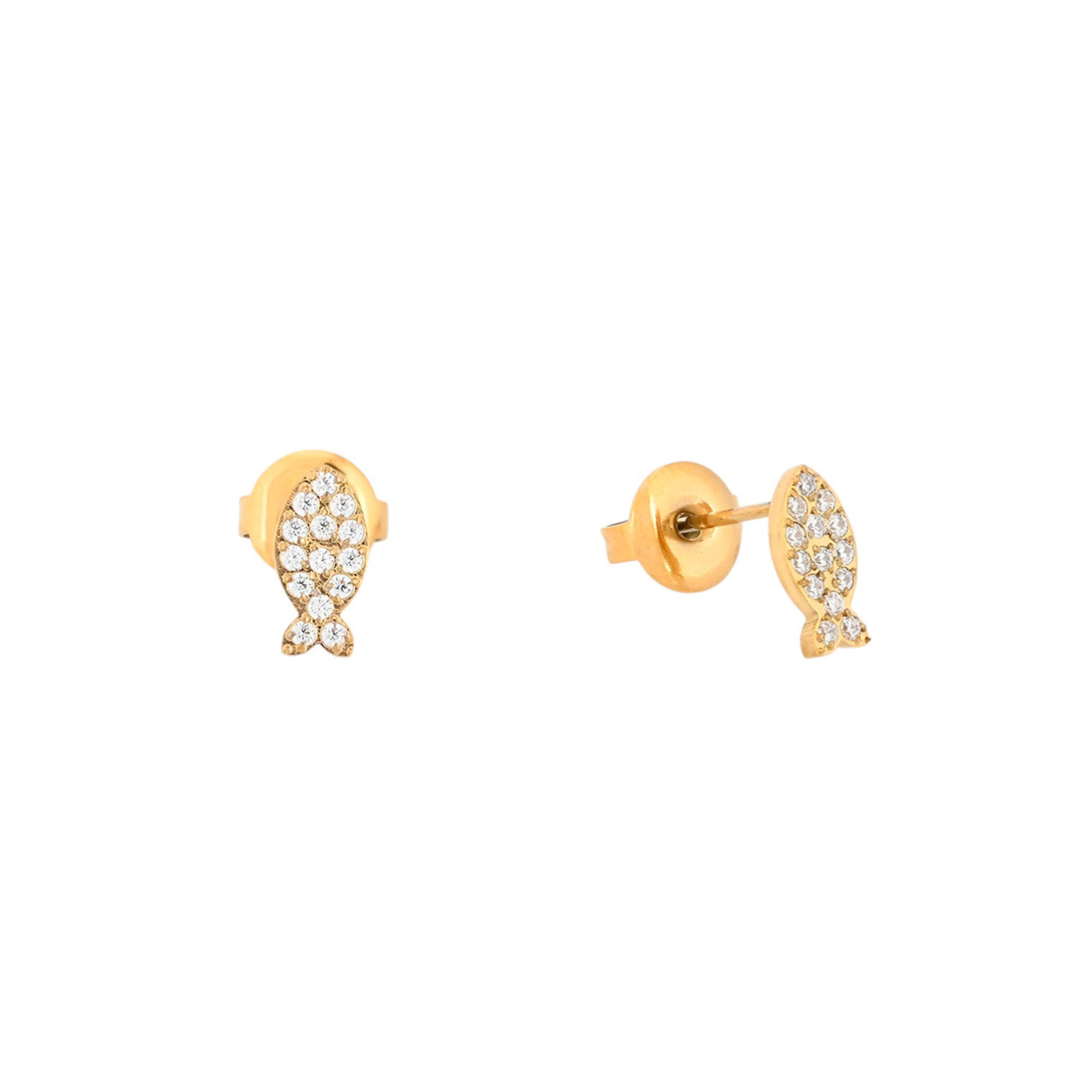 Boucles d’oreilles Alba en acier et zirconia sardine