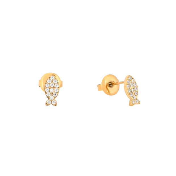 Boucles d’oreilles en acier et zirconia sardine