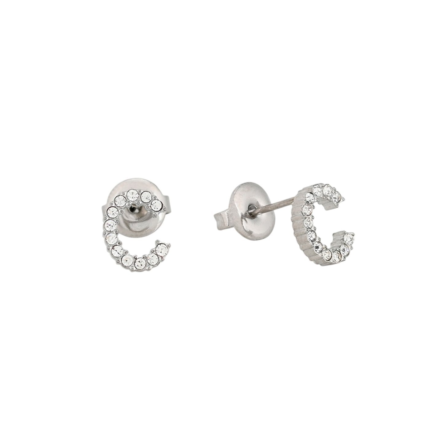 Boucles d'oreilles Alba acier et zircones lettre