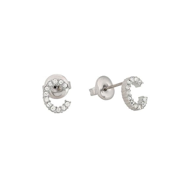 Boucles d'oreilles Alba acier et zircones lettre