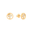 Boucles d'oreilles ronds en acier croix Alba