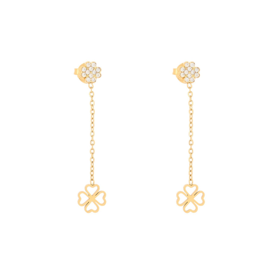 Boucles d'oreilles Alba en acier suspendu avec trèfles