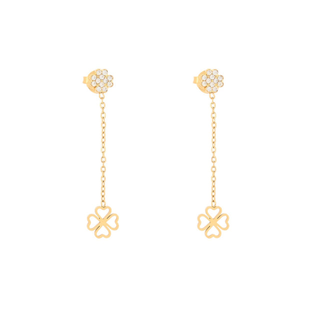 Boucles d'oreilles Alba en acier suspendu avec trèfles