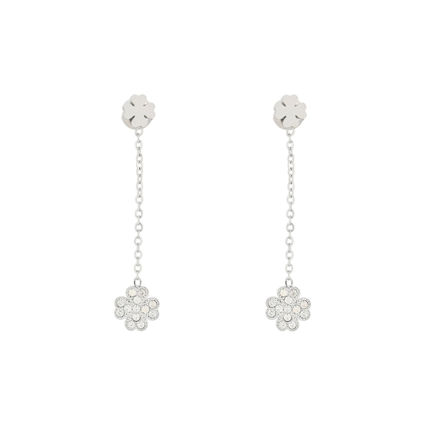 Boucles d\'oreilles en acier suspendu trèfle