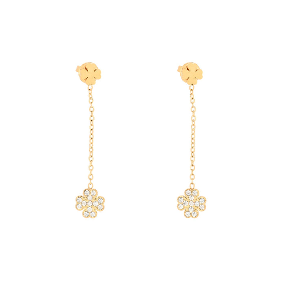 Boucles d\'oreilles en acier suspendu trèfle