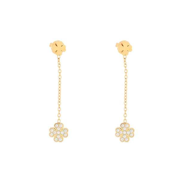 Boucles d\'oreilles en acier suspendu trèfle