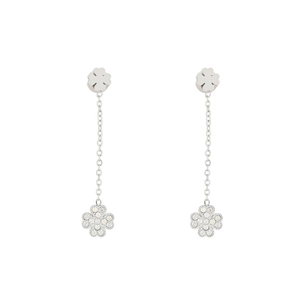 Boucles d\'oreilles en acier suspendu trèfle