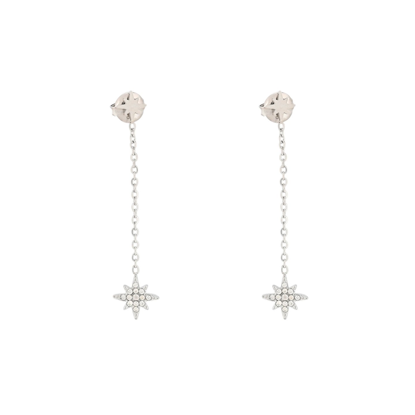 Boucles d'oreilles Alba en acier suspendu avec étoiles
