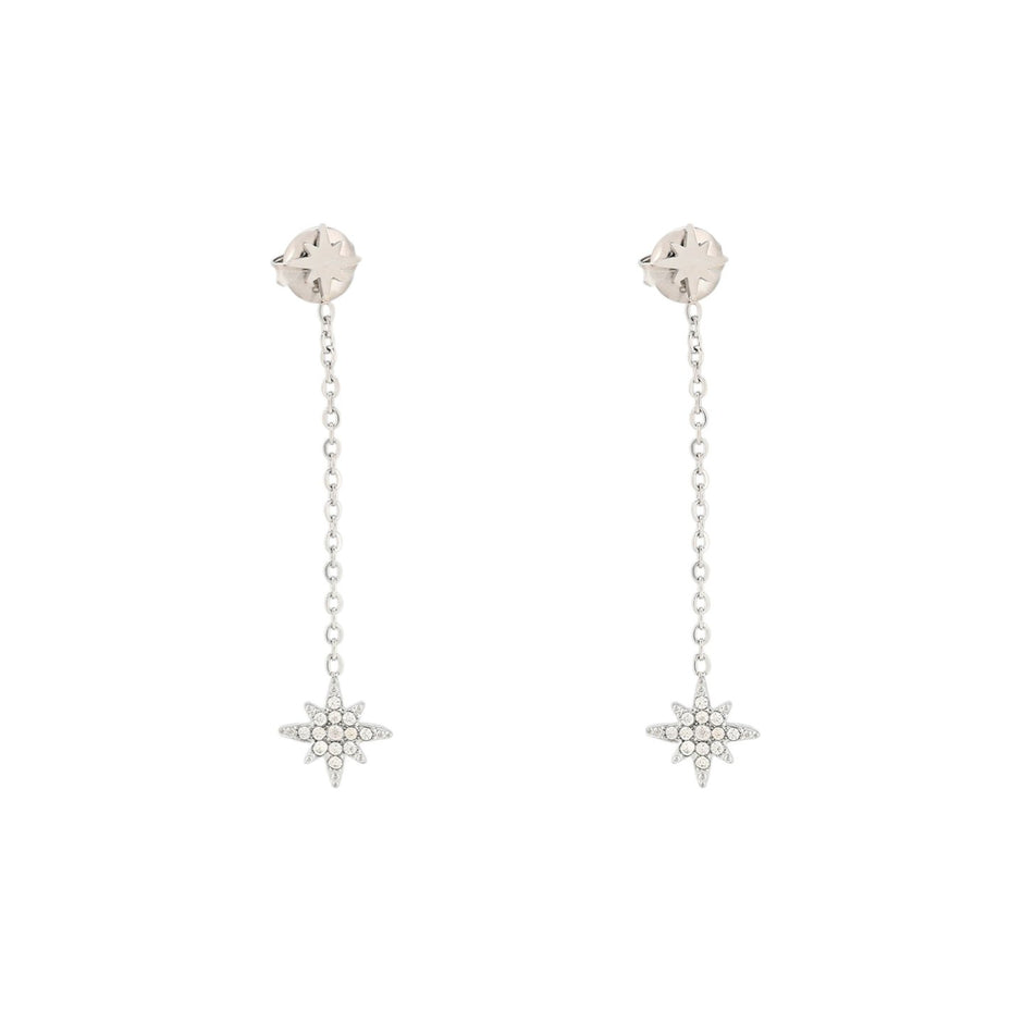 Boucles d'oreilles Alba en acier suspendu avec étoiles