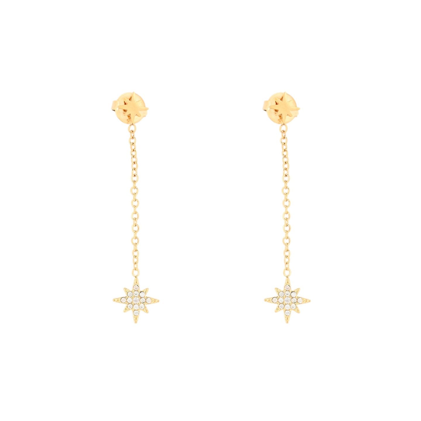 Boucles d'oreilles Alba en acier suspendu avec étoiles