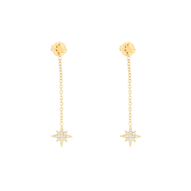Boucles d'oreilles Alba en acier suspendu avec étoiles