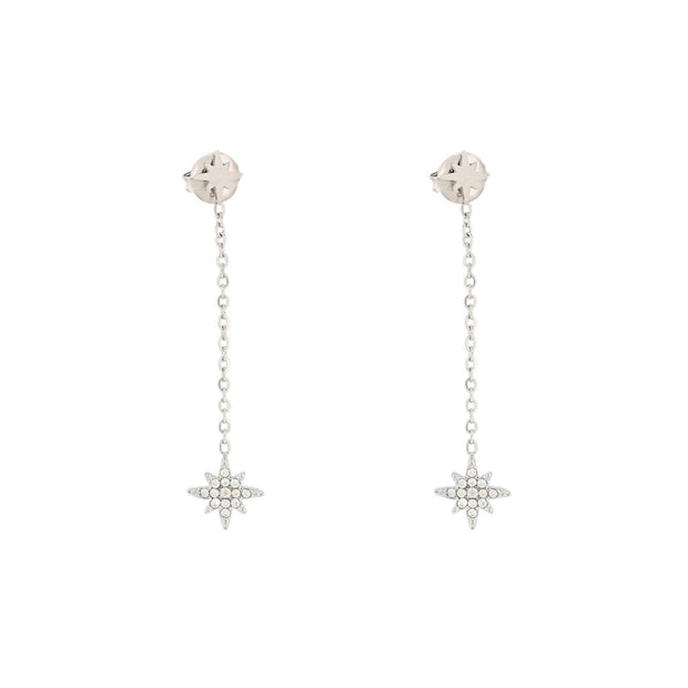Boucles d'oreilles Alba en acier suspendu avec étoiles